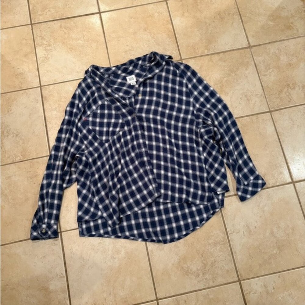 BDG Navy and White Checkered Shirt